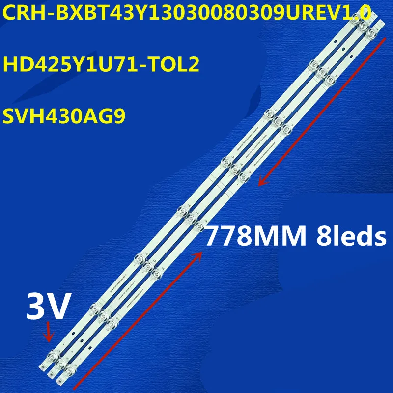 Strip lampu latar LED untuk CRH-BXBT43Y13030080309UREV1.0 HD425Y1U71-TOL2 4343e3g 43A6G 43A6GV 43A7GV 43A6H TH-43JX600C