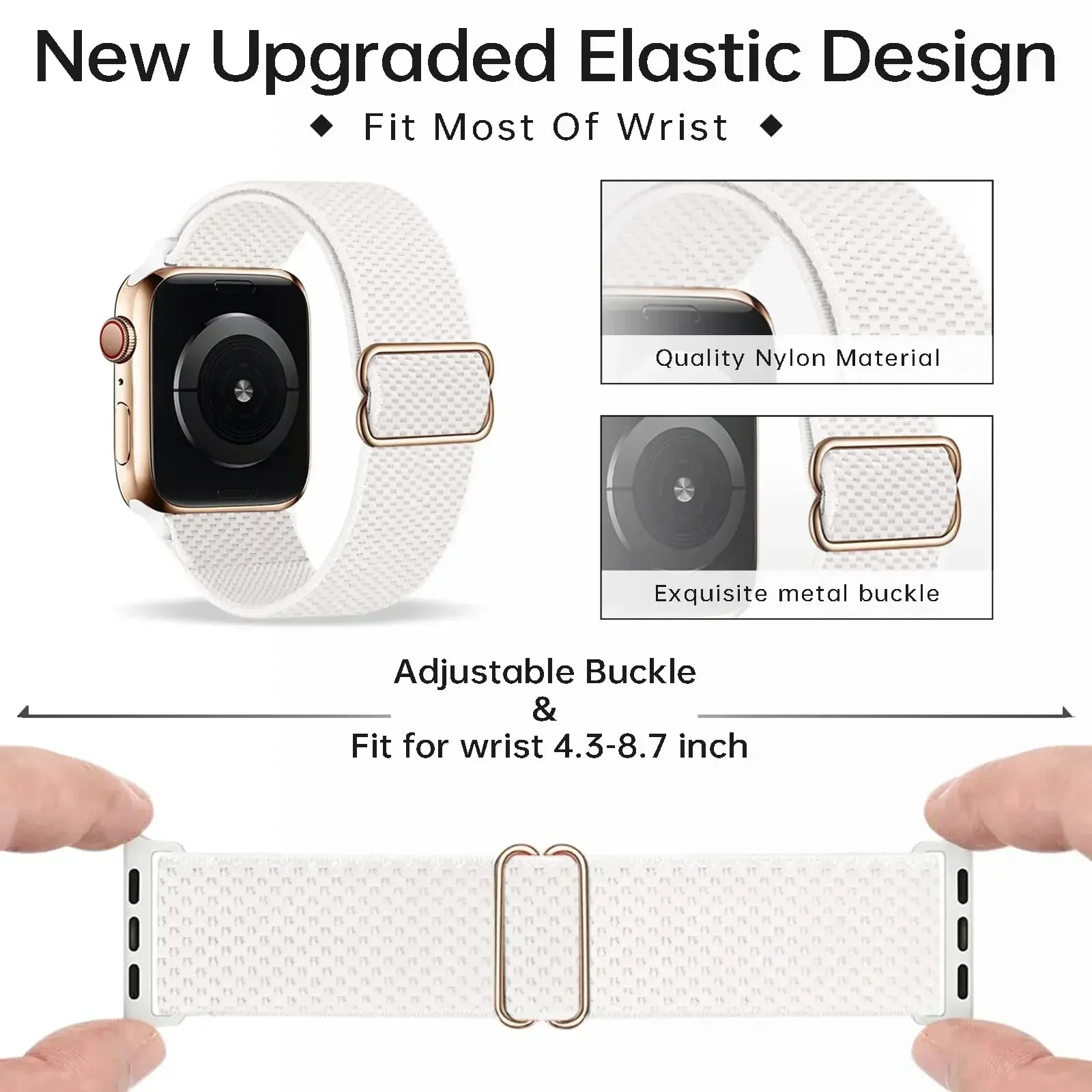 Nylon Elastic Strap for Apple Watch Band 49mm 46mm 44mm 40mm 45mm 41mm 42mm Adjustable Bracelet IWatch Series 10 9 8 7 6 SE 5 4