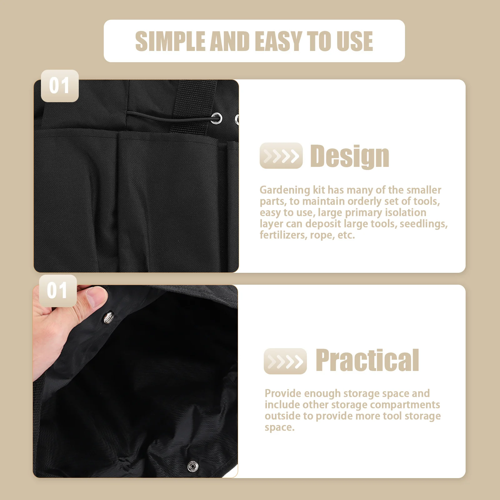 

Tool Bag Oxford Tools Storage Pouch Fabric Portable Storage Tote For Garden Tools Organizer Durable Pouch Container