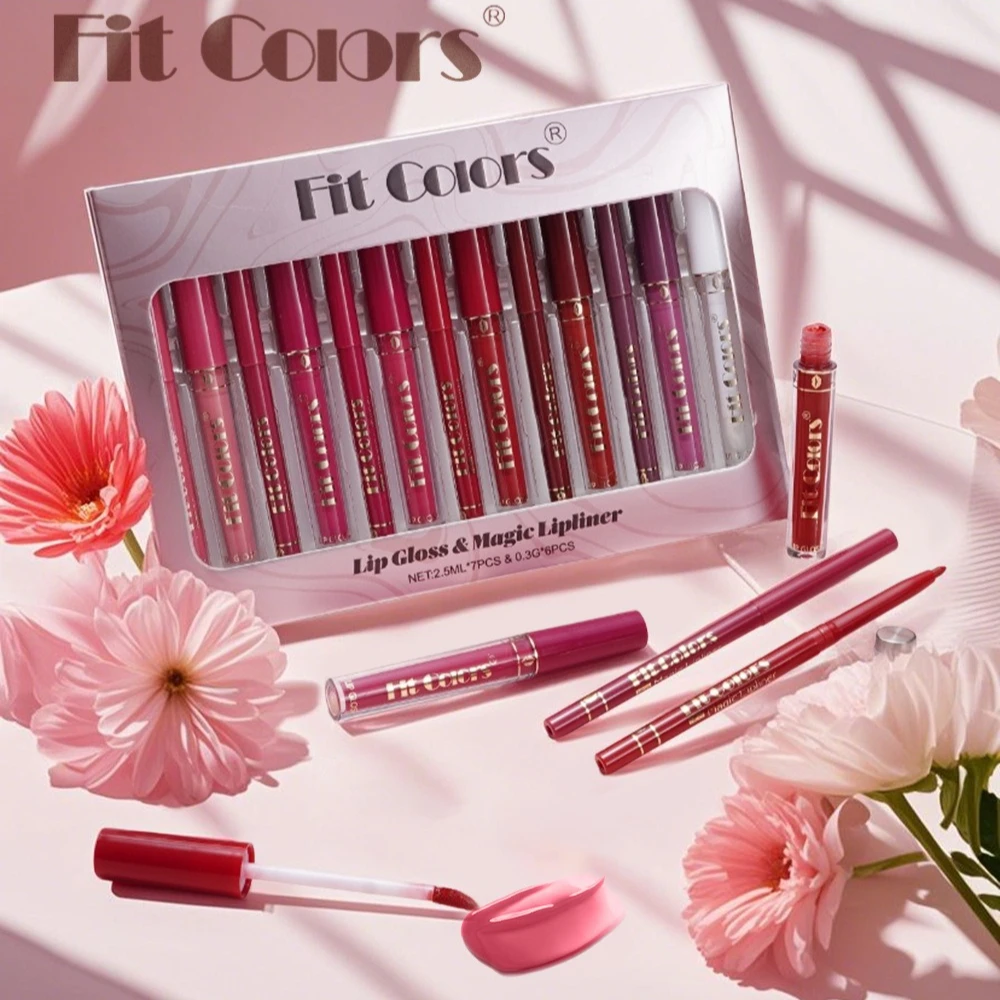 مجموعة ملمع شفاه مكونة من 6+7 قطع، لمسة نهائية غير لامعة ومقاومة للماء وتدوم طويلاً لملابس مستحضرات التجميل الكورية