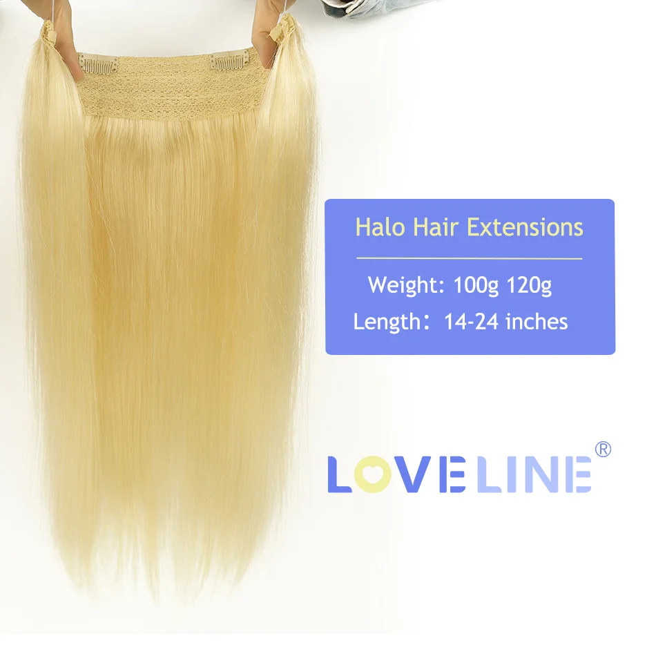 Halo extensões de cabelo remy cabelo humano loiro dourado 100-120g extensões de fio invisível com linha de peixe transparente extensões de cabelo