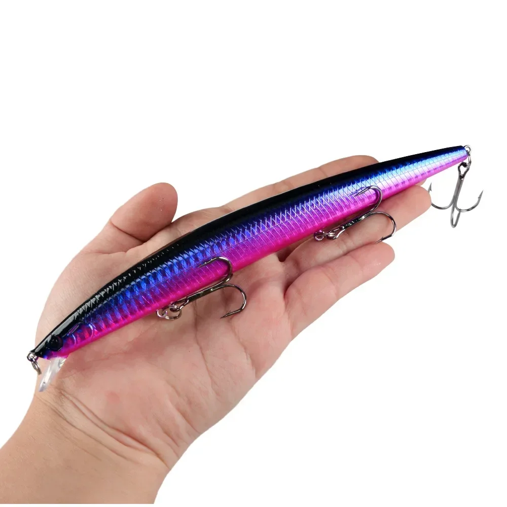 1pcs Best Selling 18cm24g 2 # Strengthen HookBig Long FishMinnow Sea Fishing Lure Bait 3D Eyes Stronghooks Lures for Sea Fishing