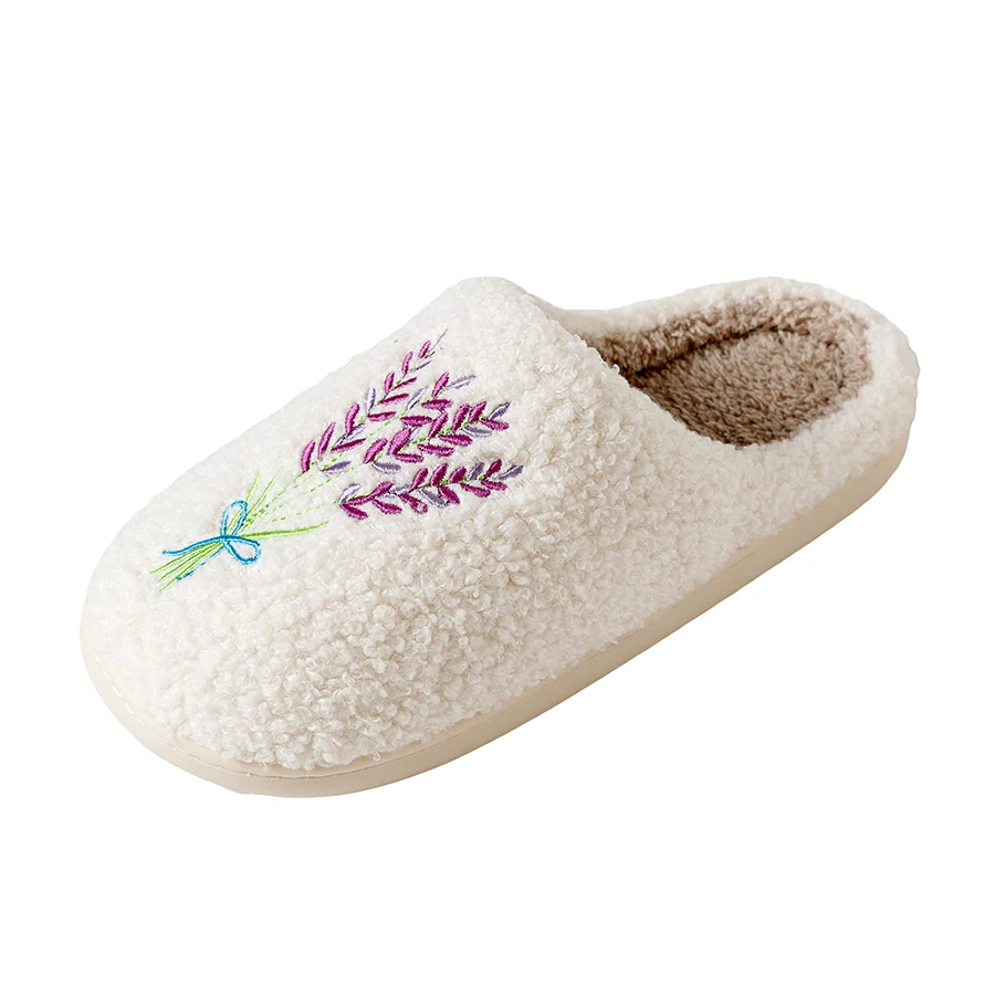 Romantic Gentle Lavender Haze Home Slippers Indoor Fuzzy for Love Girls Gift Winter Anti-slip Soft Sole Leisure Cotton Shoes