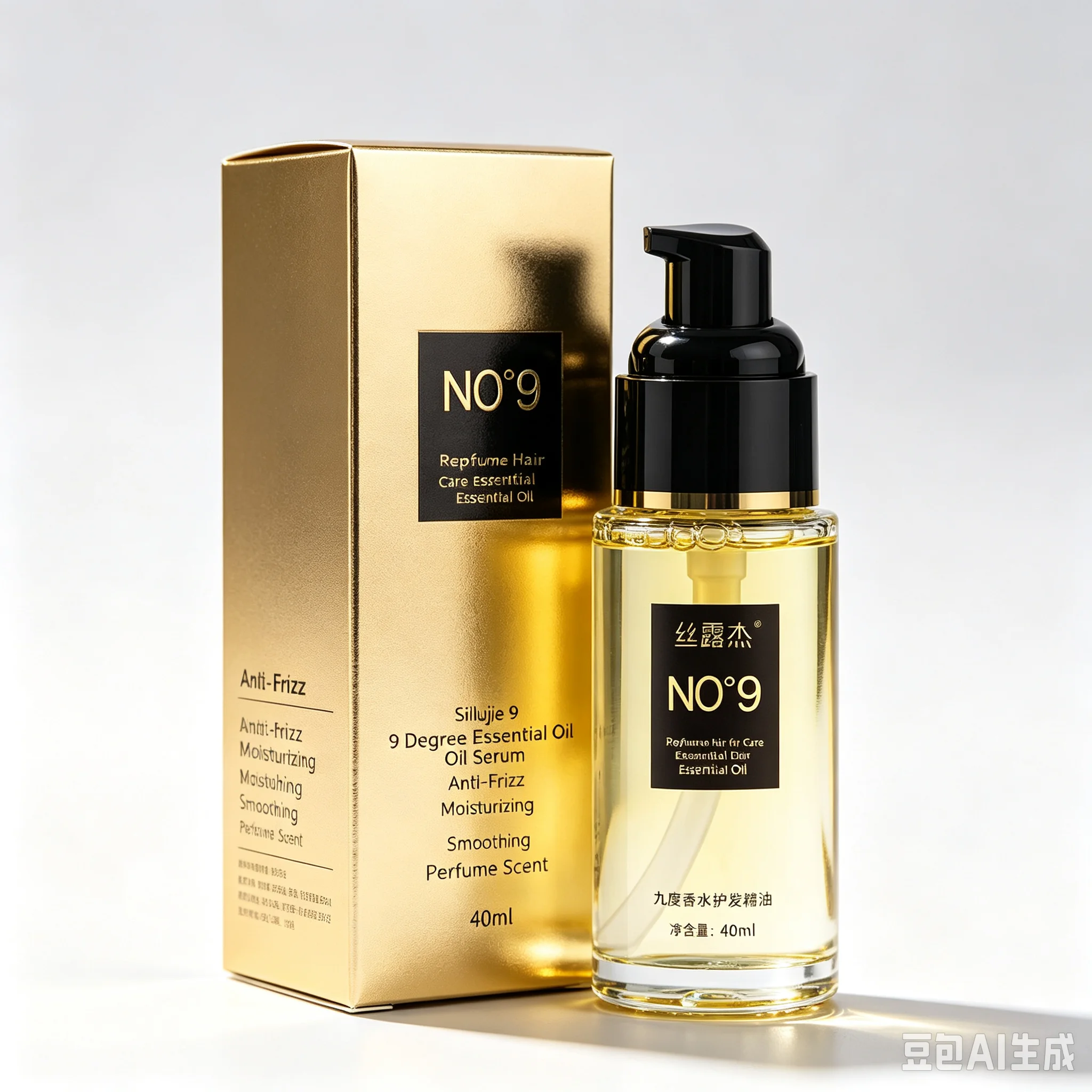 Silujie 9 Degree Anti-Frizz Hair Essential Oil Moisturizing Smoothing Serum Repair Dry Damaged Hair for Curly Hair Long Lasting