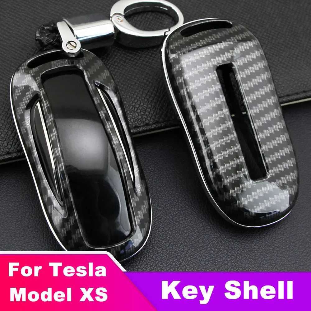 

For Tesla Model X S Carbon Fiber Keychain Shell Car Remote Key Case Fob Cover 1PC