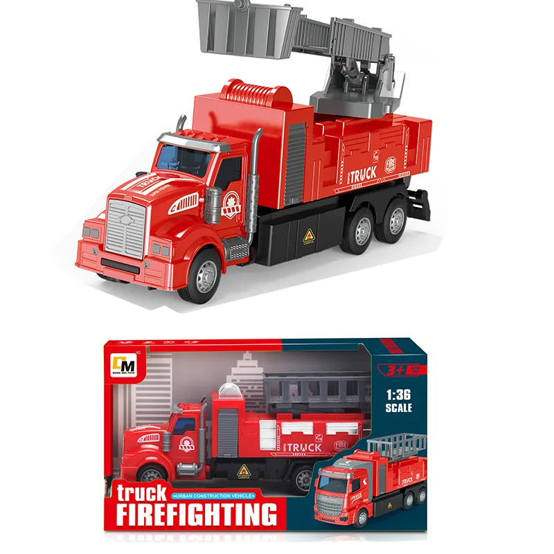 1:36 modello di motore antincendio in lega tirare indietro Container Truck Diecast Metal Engineering Car Toy Kids Early Education regalo di compleanno