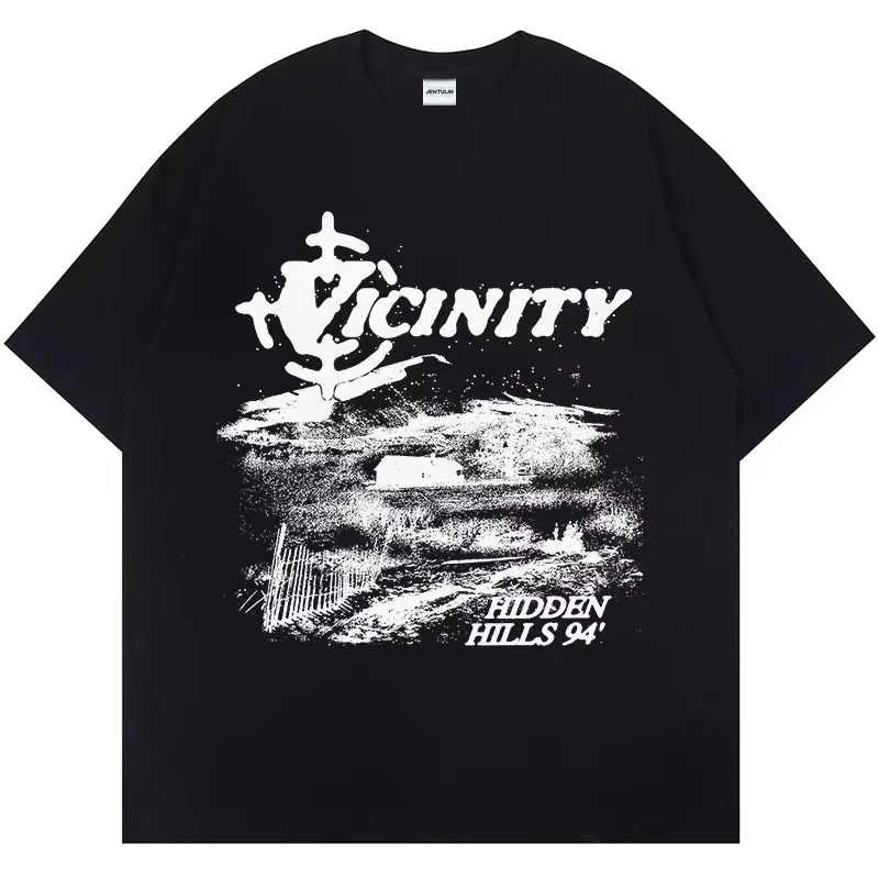 

Harajuku Korean Gothic Hip Hop Aesthetic Printed Pattern Y2K Retro Street Fashion Summer Women Round Neck 100% Cotton T-Shirt