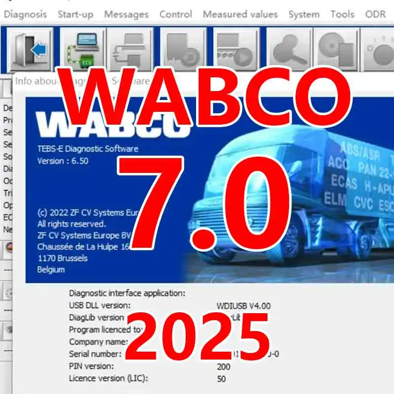Wabco TEBS-E 2025 года, 7,0 PK, старое диагностическое программное обеспечение 6,50 + сильно авторизованный KEYGEG + бесплатная установка, помощь, поддержка нескольких языков