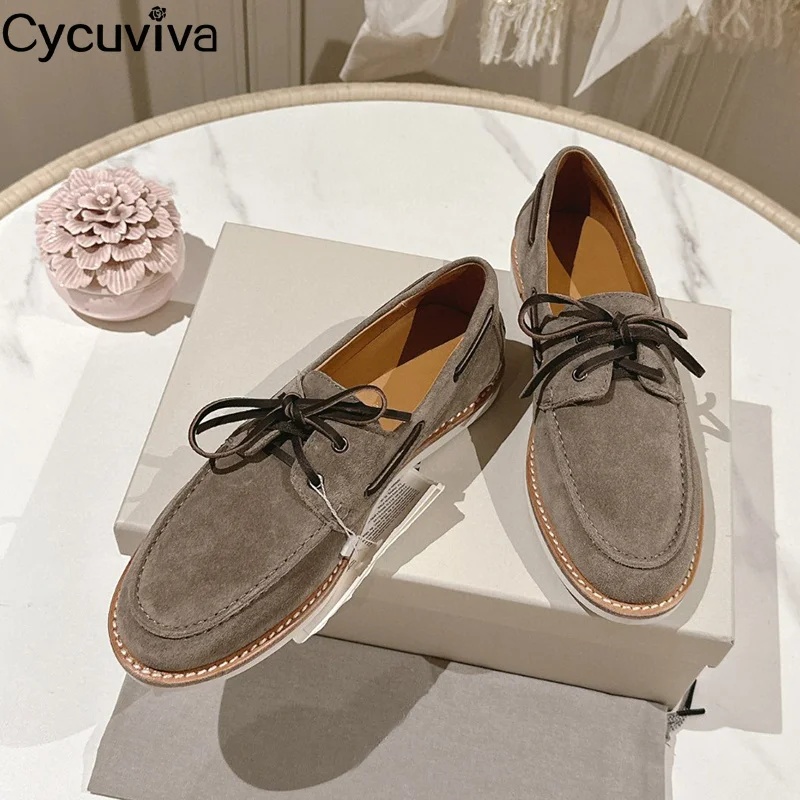 Suede Lace Up Platform Flat Loafers Shoes Woman and Men Formal Office Dress Shoes Casual Driving Vacation Walking Couple Shoes