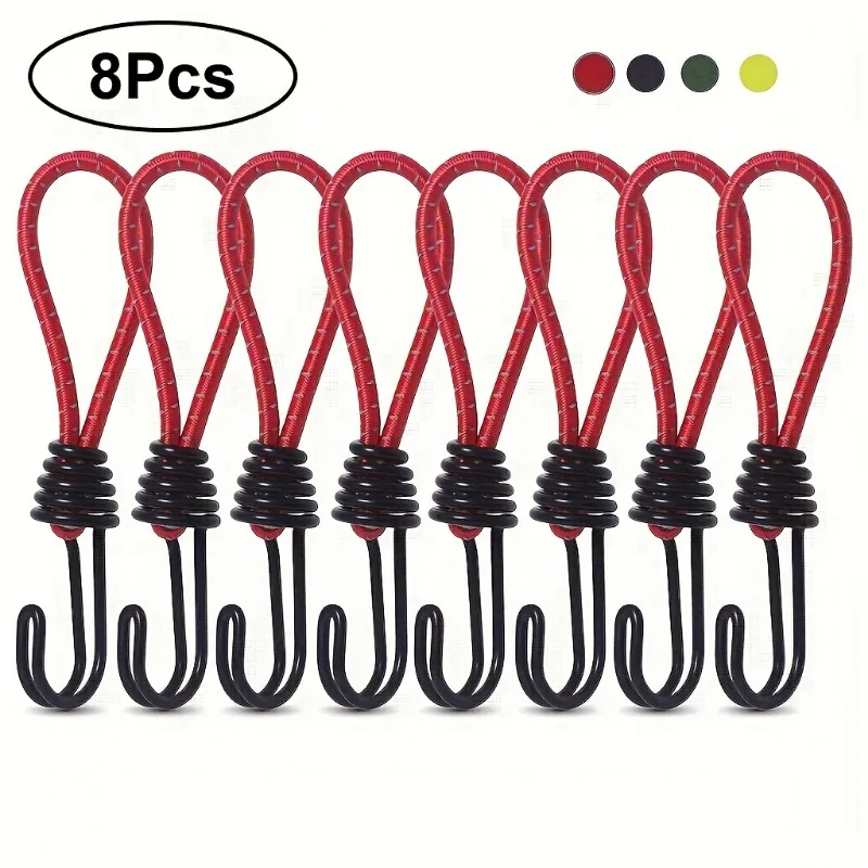 5pcs Thick Polyester Core Elastic Cord Rustproof Metal S Hook Windproof Accessory For Patio Parasol Tent Canopy Fixing