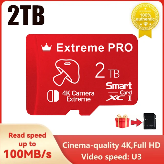 Extreme Pro Flash 2TB-kaart Micro TF SD-kaart UHS-I 256GB 512GB U3 V30 TF-kaart Geheugenkaart Gratis Adapter voor Camera Drone Game