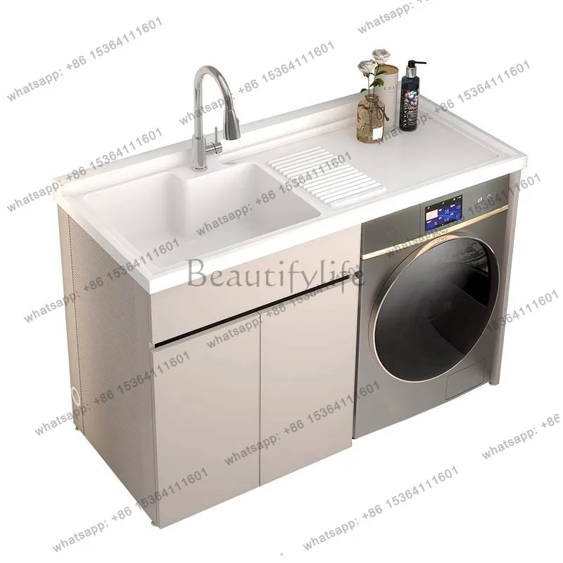 Balcony washing machine cabinet household hand washing integrated basin, balcony cabinet