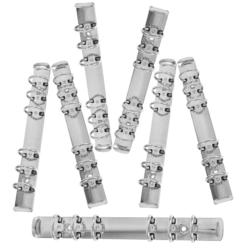 7Pcs A6 6-Ring Binder Rings Metal Loose Leaf Mechanism Smooth Surface Easy to Use for DIY Notebook Binder Spine Inserts