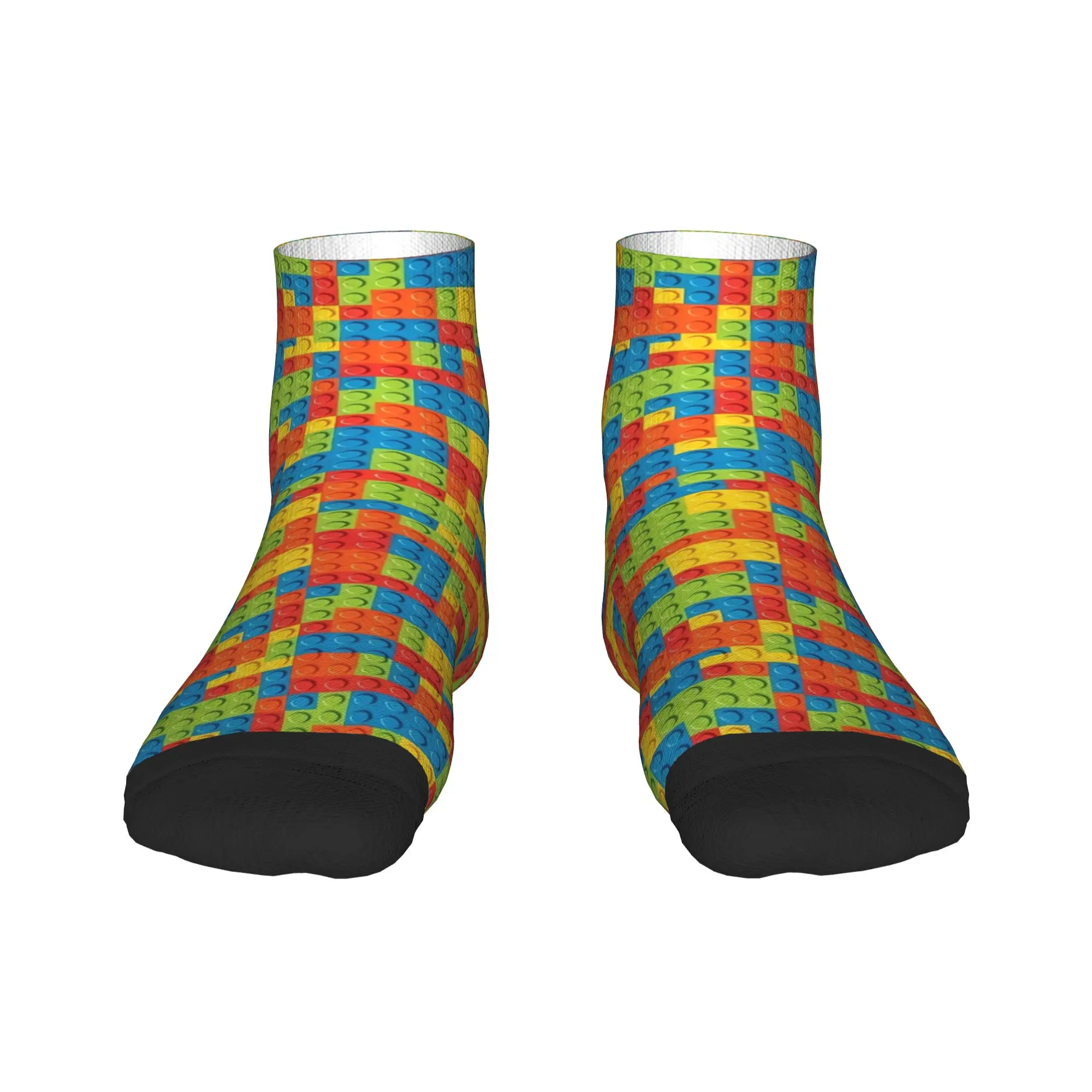 Colorful Rainbow Building Blocks Ankle Socks Couple  Soft Casual Sock Summer Outdoor Non Skid Printed Socks Birthday Present