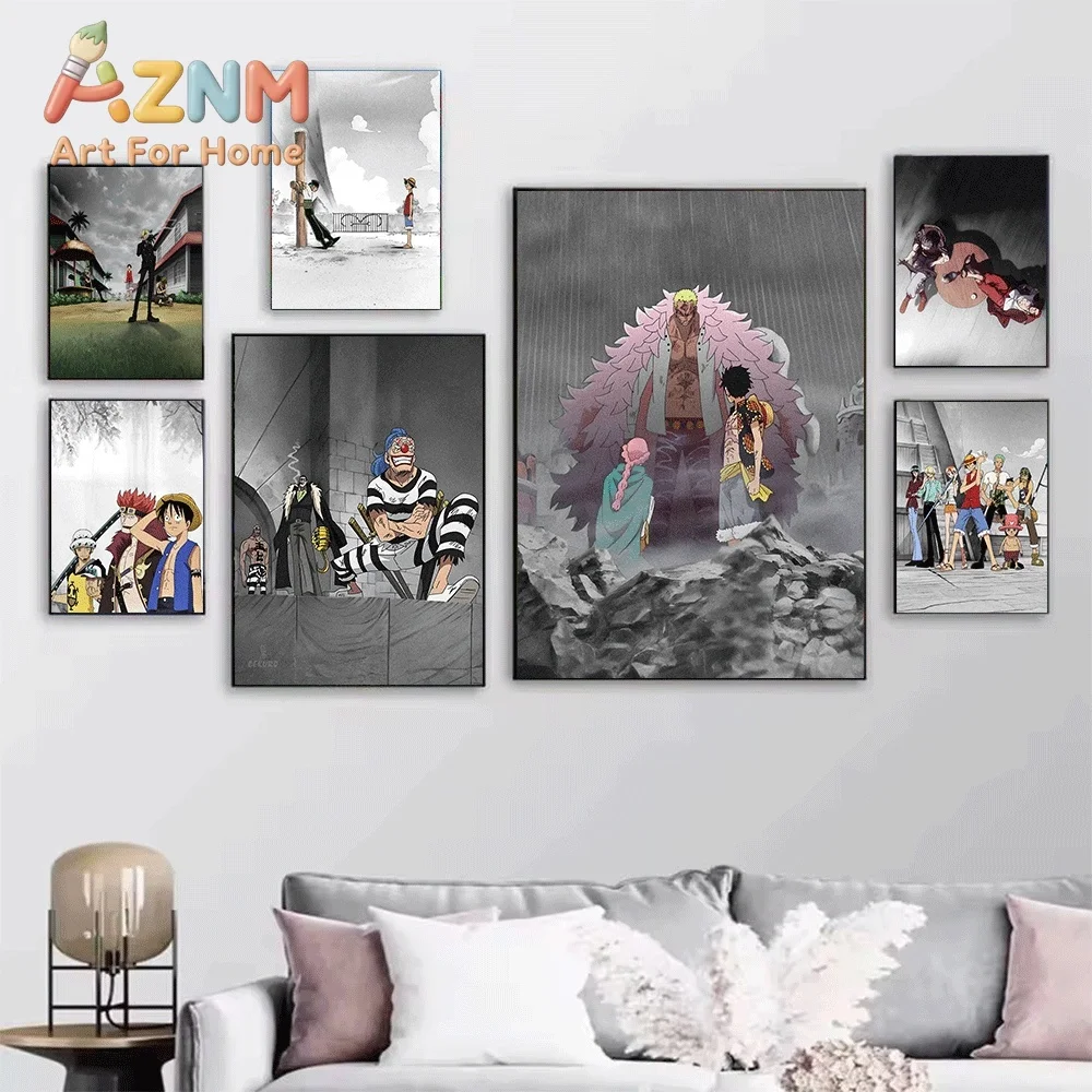 One Piece Anime Canvas Wall Art No Frame Impel Down Arc Luffy Buggy Manga Scene Print Poster for Bedroom Living Room Home Wall
