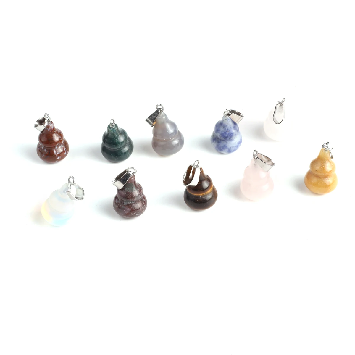 Wholesale Gourd Shape Natural Tiger Eye Stone Opal Pendant Jewelry Making for DIY Necklace Earrings Bracelet Accessories Gift