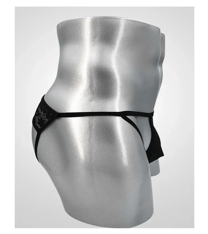 الرجال مثير تفريغ الدانتيل الأرداف ثونغ الملابس الداخلية سيسي مثلي الجنس U الحقيبة ملخصات شفافة بيكيني السروال