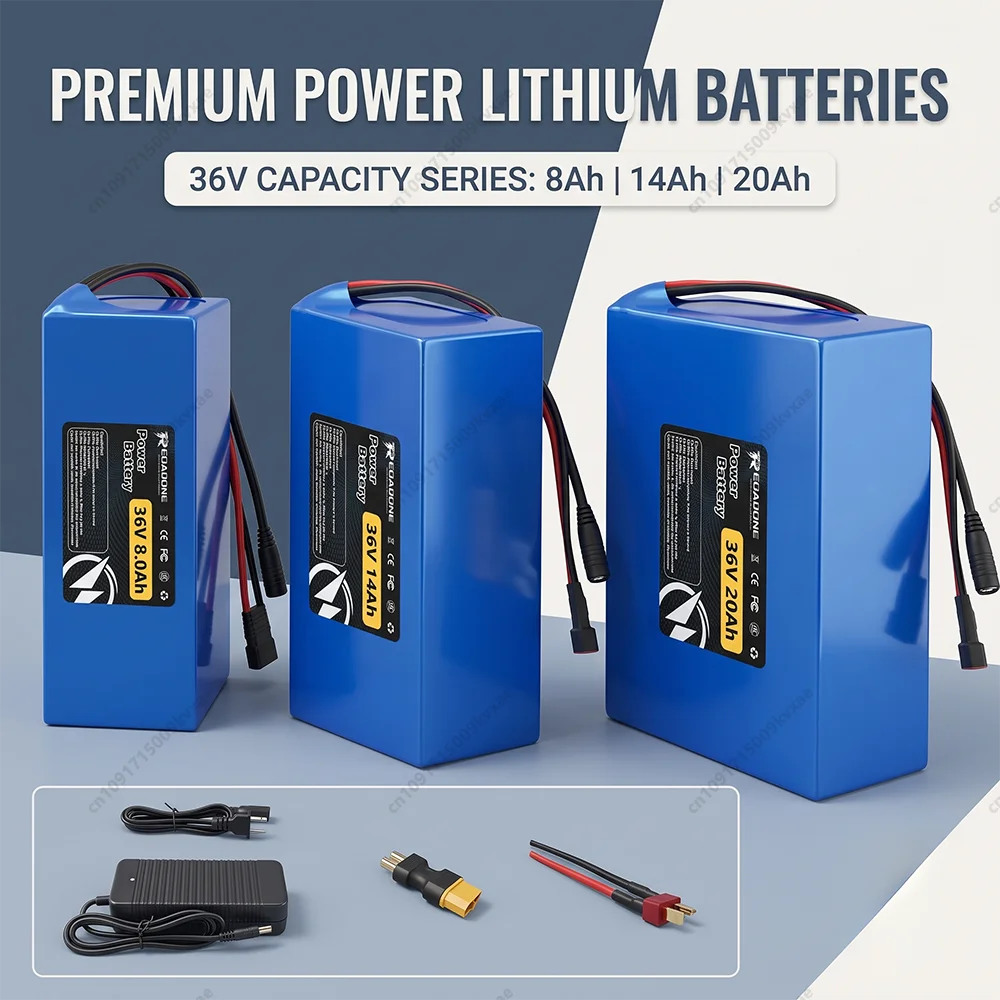 36V Battery Pack 18650 8Ah 14Ah 20Ah Lithium Cells for 250W 500W 1000W Ebike Motor Electric Bicycle Scooter Replacement