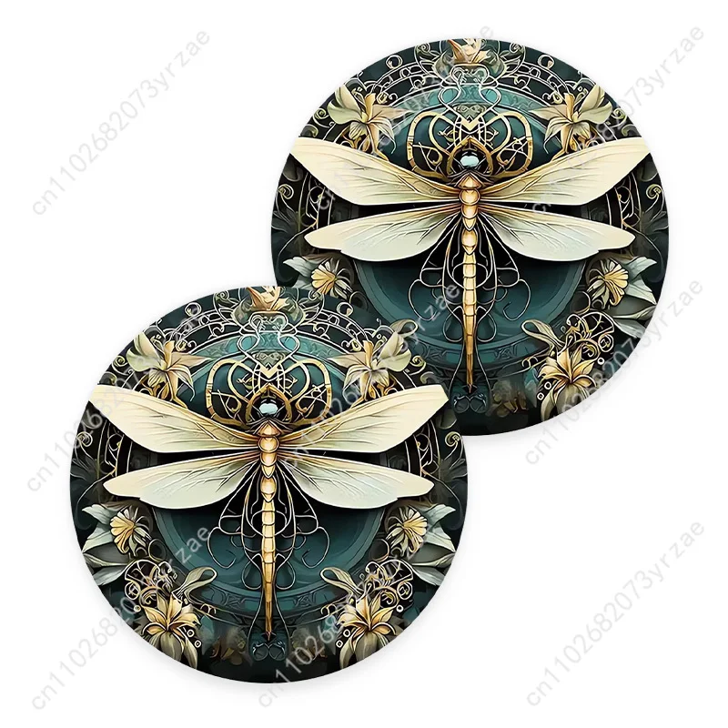 

Dragonfly Car Coasters 2pcs Absorbent Anti Slip Car Coasters Scalding Waterproof Easy Clean Car Interior Accessories