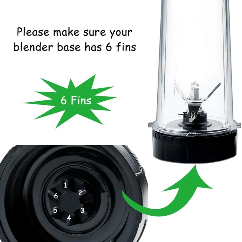 A74X 16 OZ Cup with Two Lids,6 Fins Blade for Ninja,Blender Replacement Parts Accessories for Ninja BL660 BL770 BL740 Blender