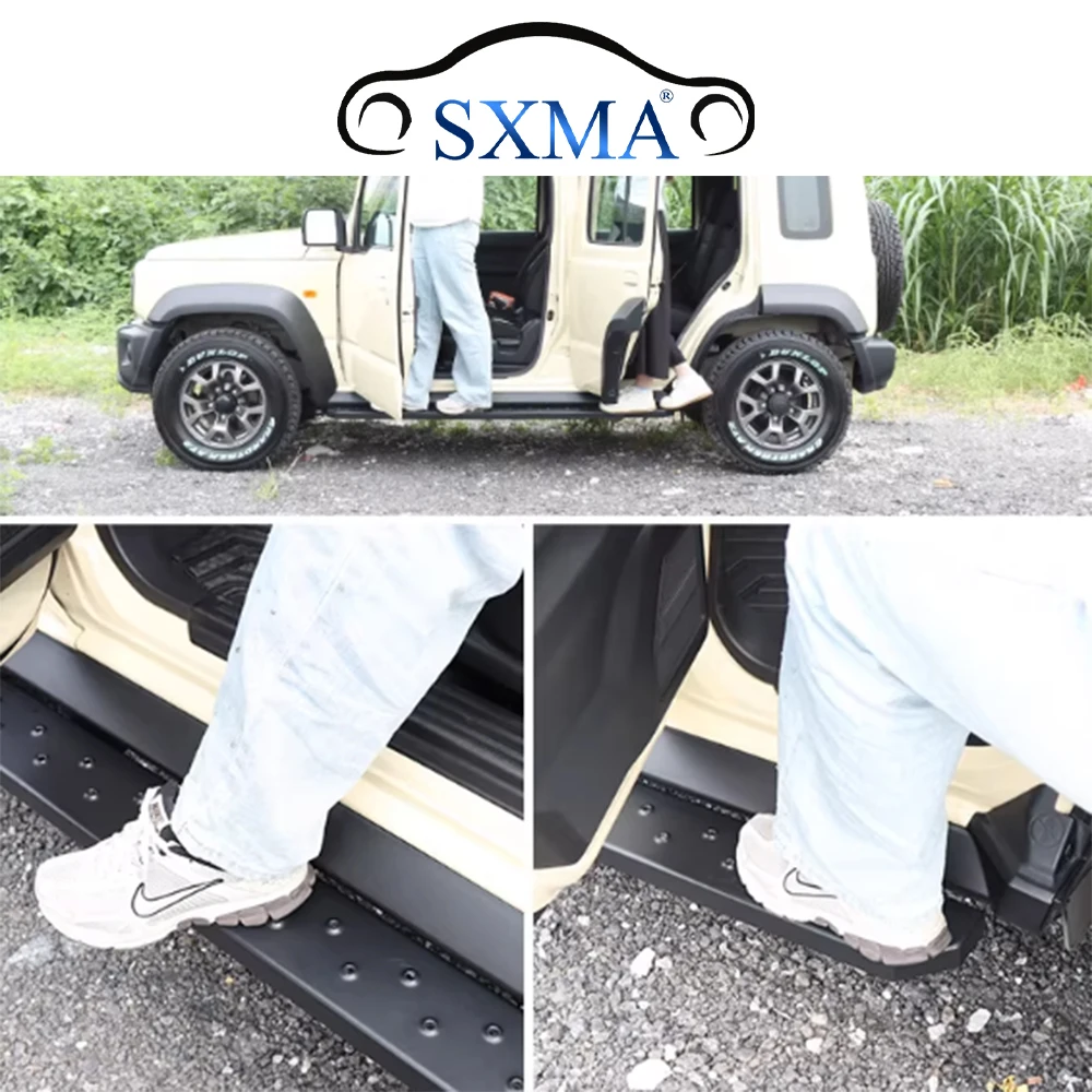 SXMA JMN151 Side Steps Plates Bars Running Boards Car Outer Door Welcome Pedal 1pair Sill Guards for Jimny JB74 5Door 2023-2026