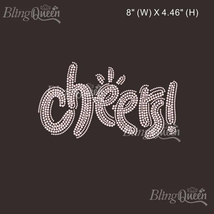 

BlingQueen-Iron on Rhinestone Transfer, Strass Hot Fix Rhinestone Applique, Cheers Design, 25Pcs Lot