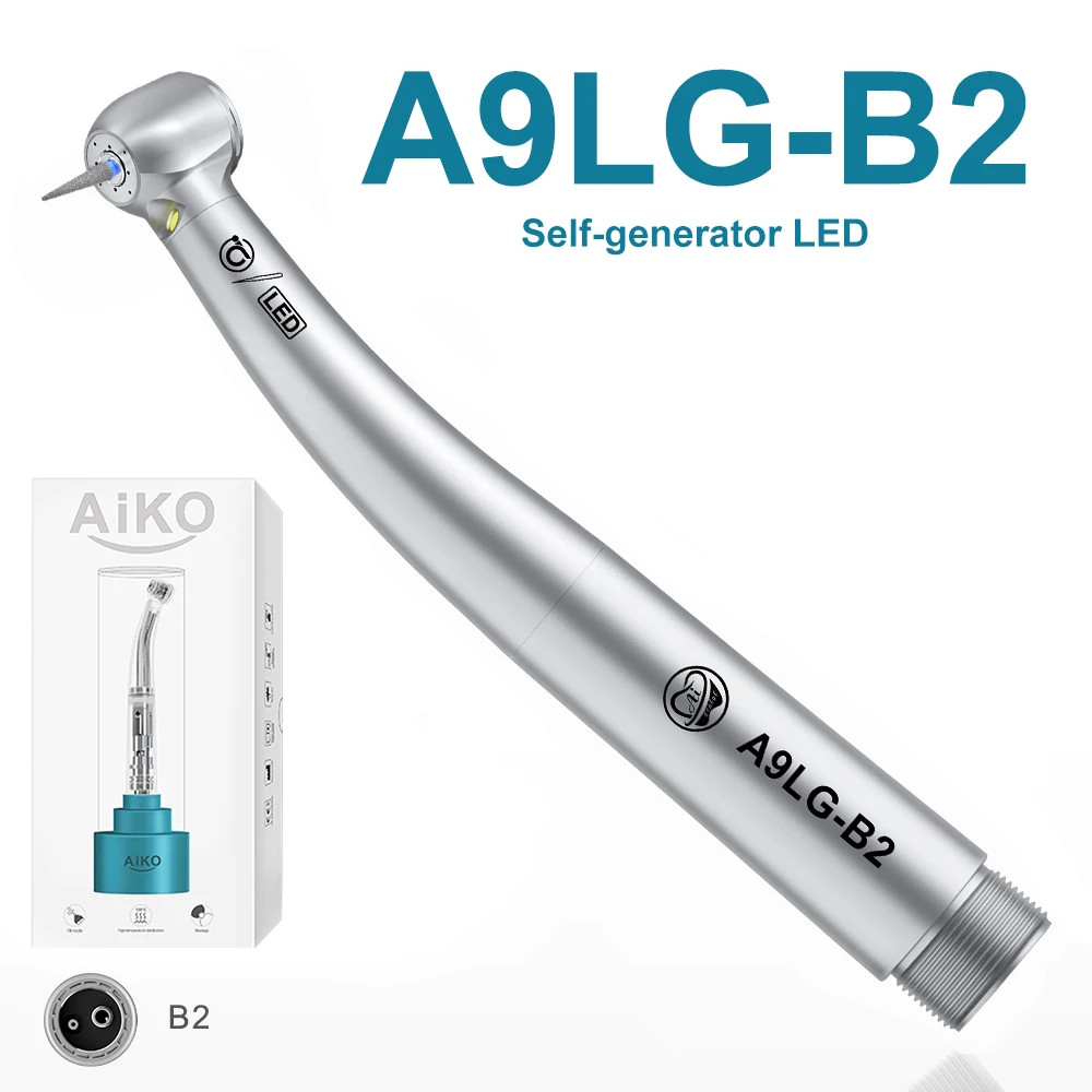 Ai dental neue aiko serie optik hoch geschwindigkeit luft turbine handstück keramik rotor lager edelstahl mit k/n/m4/b2 stecker 9
