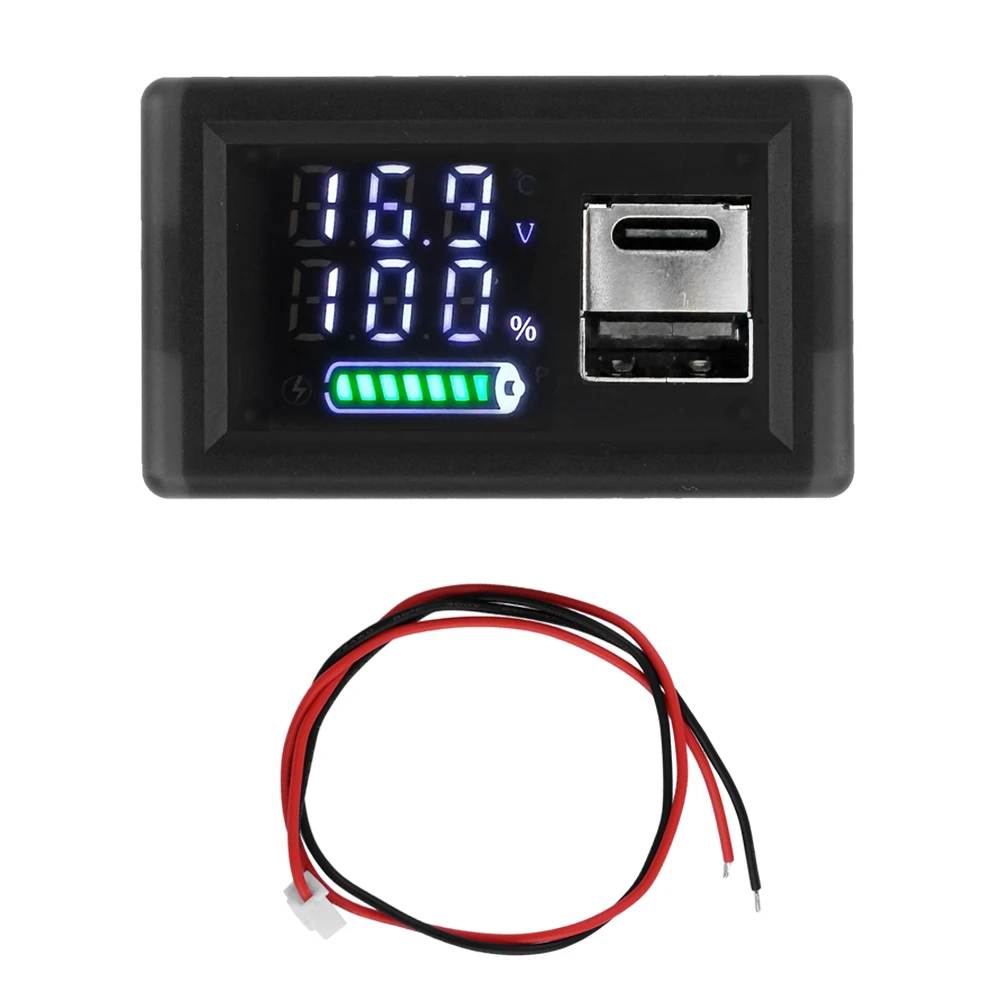 DC 9-24V Batteriekapazitätsanzeige USB Typ-C LED Digitales Auto-Voltmeter Lithium-Blei-Säure-Batterie-Ladezustandstester ZFX-3079 – Detail 3