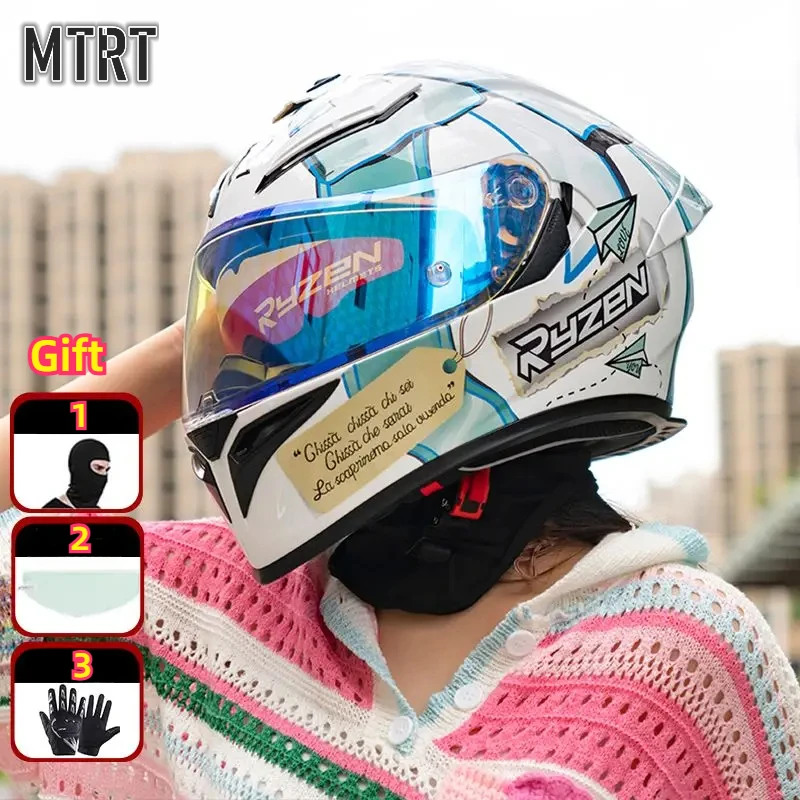 Ryzen Modular Couple Motorcycle Helmet Full Face Racing Scooter Casco Moto Capacetes De Motociclista Dual Visors DOT Give Gifts