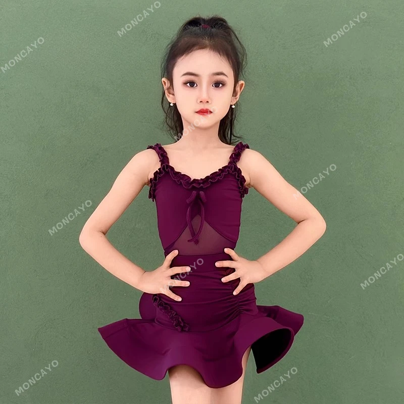 

Kids Latin Dance Dress Girls Tango Salsa Samba Ballroom Dance Competition Dresses Children Stage Dancing Latin Practice Dress