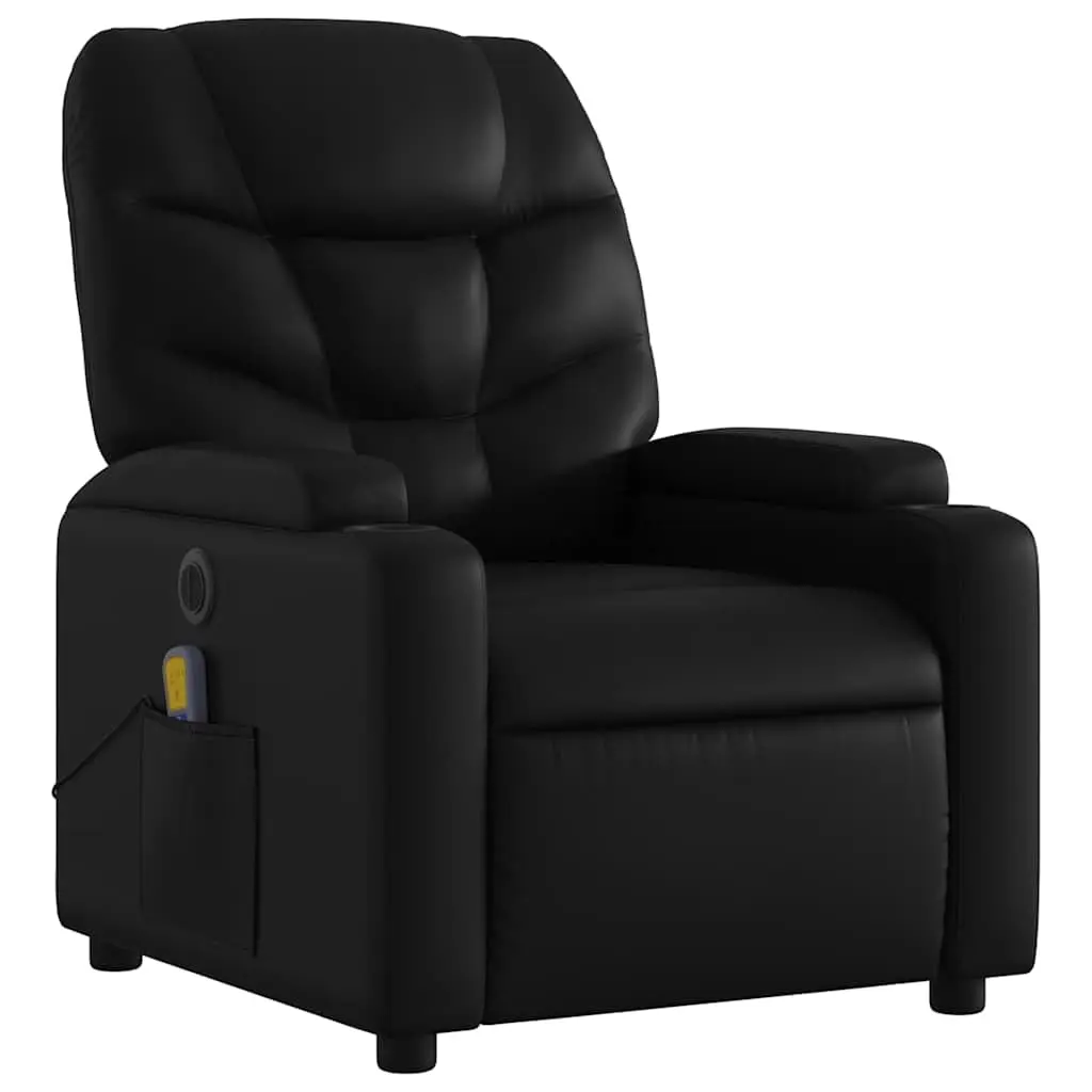 Electric Massage Recliner Chair with 6-Point Vibration, Power Reclining Armchair with Cup Holders and Side ket, Black