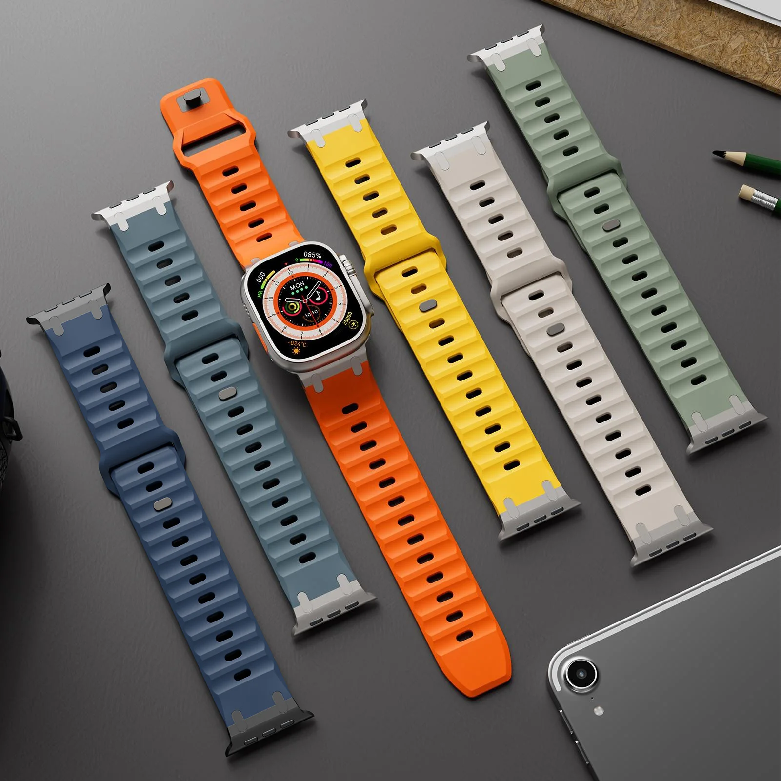 Metal Silicone Strap for Apple Watch band 45mm 44mm 42 44 mm Sport band correa bracelet iwatch Series 5 SE 6 7 8 9 ultra 2 49mm