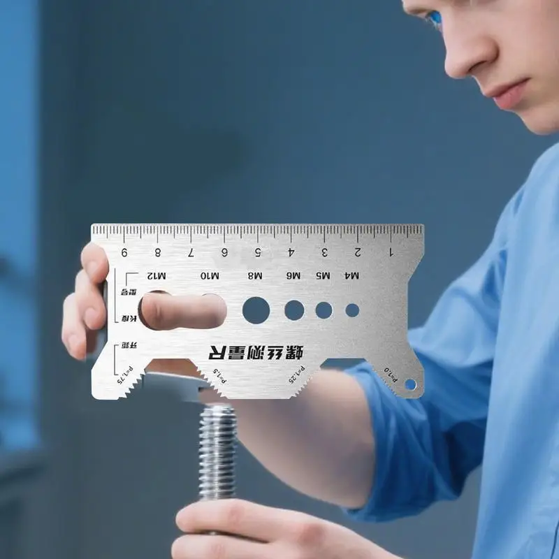 Schroefmeetinstrument Roestvrij stalen draadcontrole Dubbelzijdige multifunctionele schroefmeter voor sieradenelektronica