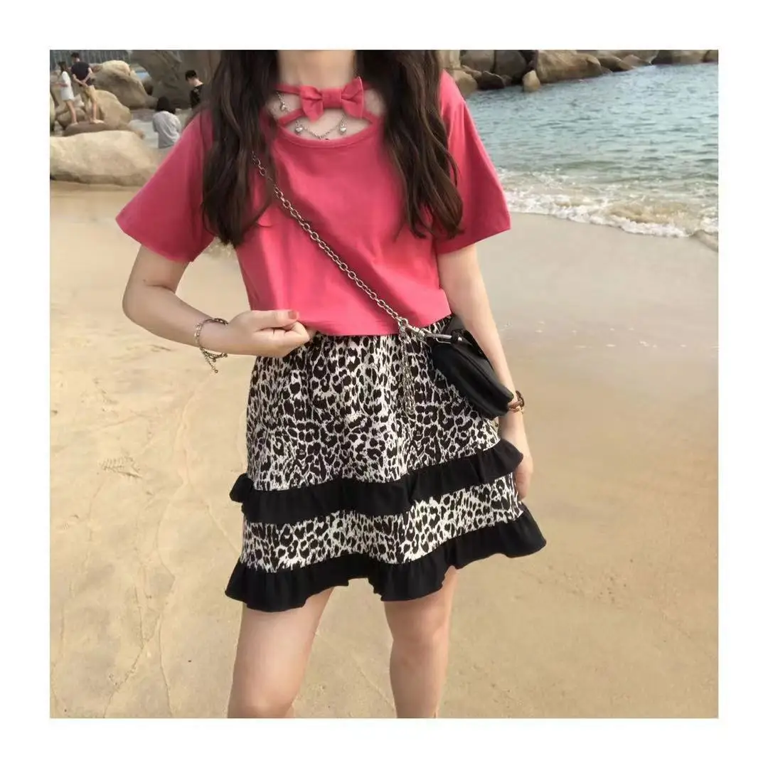 

Short Sleeve T-Shirts Womens Korean Style Ruched Detail Loose Fit Cotton Tops Summer Casual Breathable Soft Trendy Feminine
