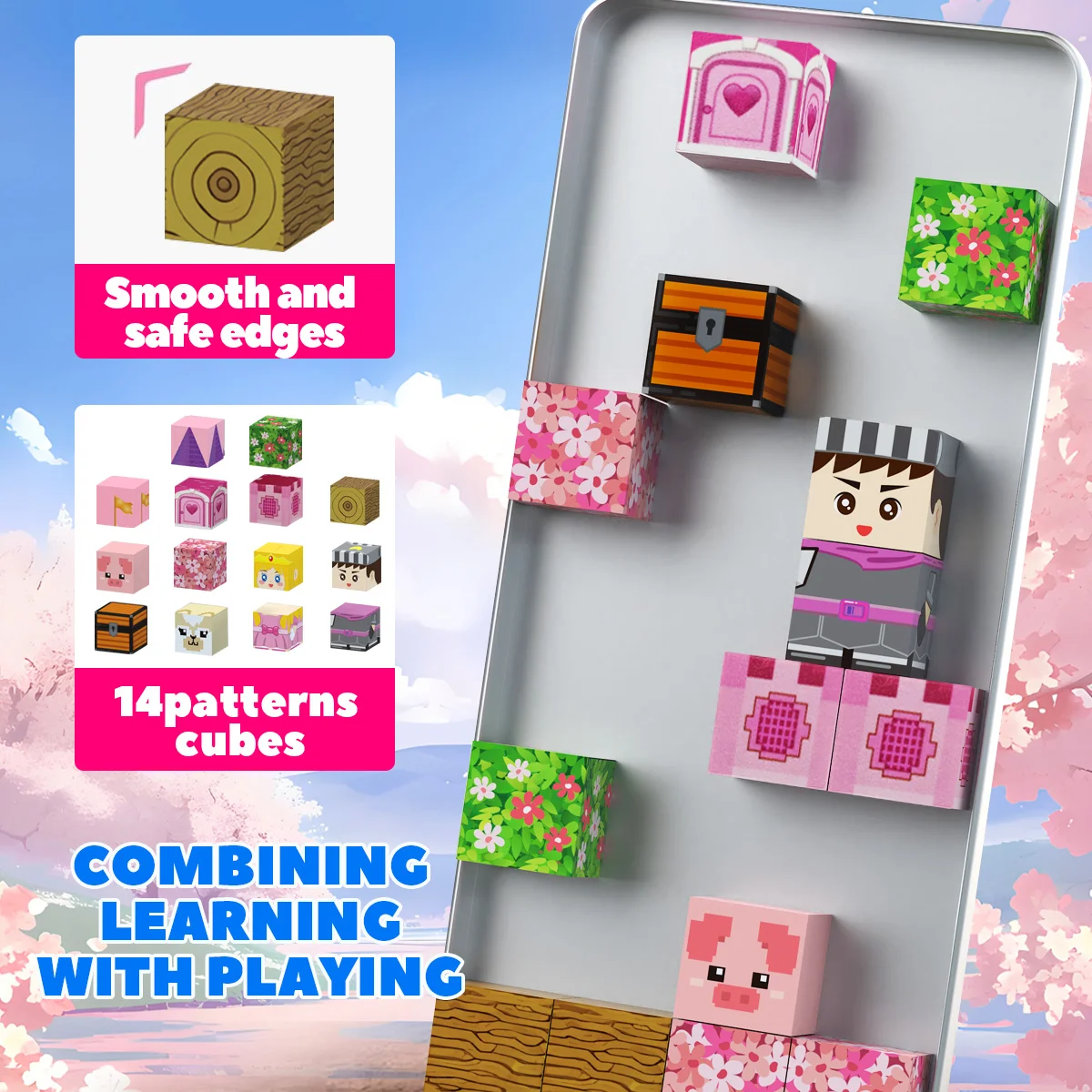 27pcs Iron Box Magnetic Block Set,Magnetic Tiles,Children's Puzzle Building Blocks Toy,Preschool Educational Building blocks Set