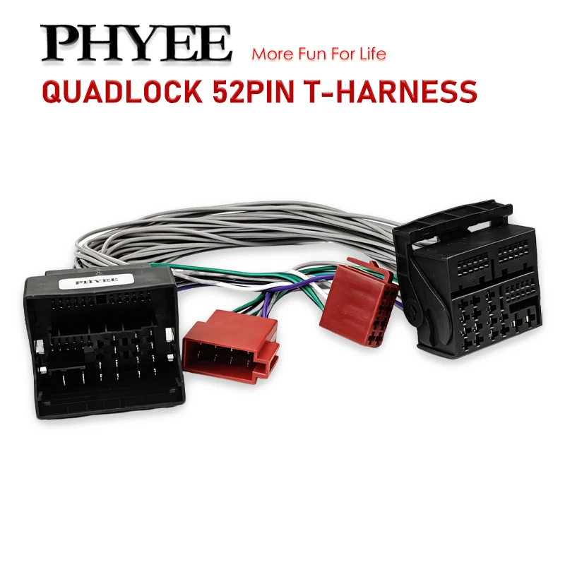 Кабель-адаптер PHYEE MQB Quadlock 52Pin T-Harness для VW Golf 7 Passat B8 Octavia MIB, для автомобильных радиоприемников и DSP-усилителей, без урезки проводки