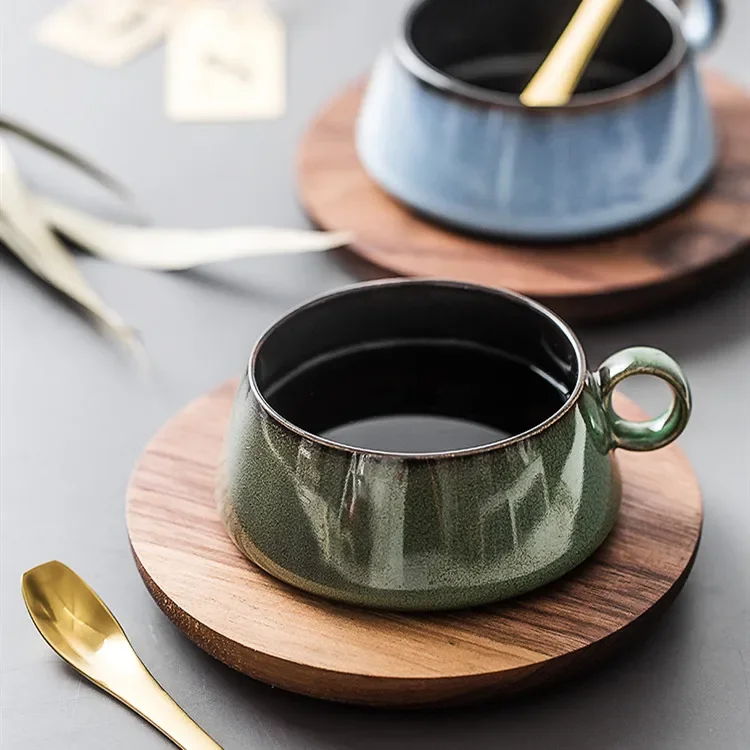 

Nordic Ceramics Coffee Cup Set Mug with Handle with Spoon with Saucer Coffee Cup Personality Drinkware Household Decoration Cup