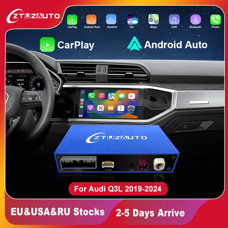 

Беспроводной интерфейс CarPlay Android Auto для Audi Q3L MIB3 2019-2024 Mirror Link AirPlay Поддержка навигации Функции задней камеры