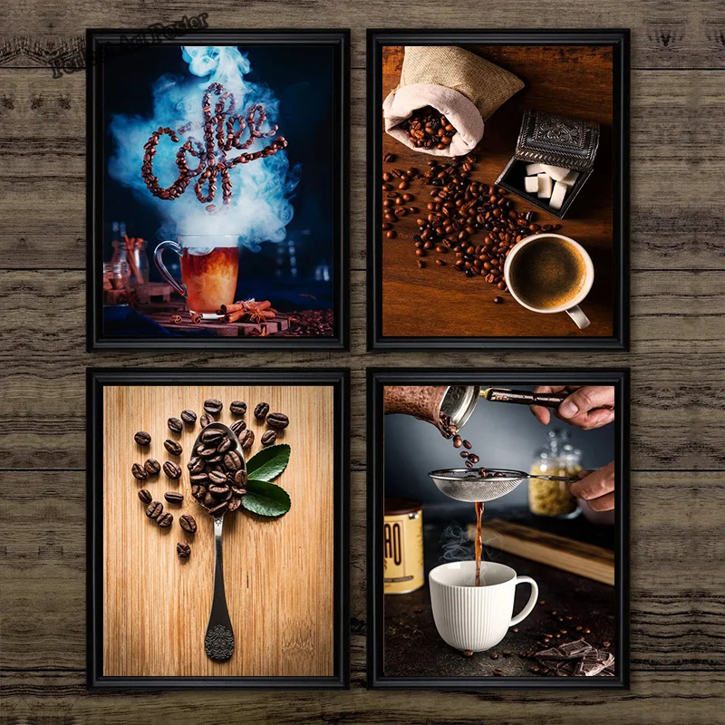 Vintage Hand Ground Coffee Beans Canvas Painting Latte Posters Prints Bars Kitchen Cafe Wall Art Picture Home Restaurant Decor