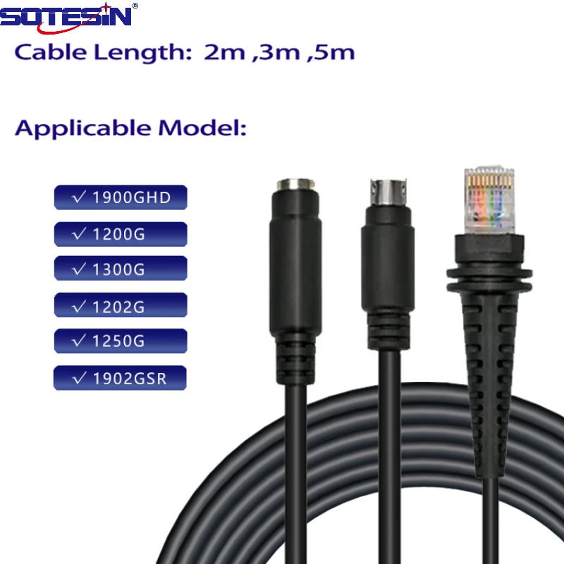 Suitable for Honeywell 1900G 1902G 1400G Barcode Scanner Connection Cable 2m/3m/5m Keyboard Port PS2