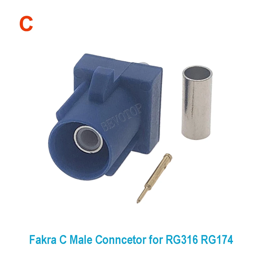 1Pcs Fakra Male Type Crimp A/B/C/D/E/F/G/H/I/K/Z Connector for RG316/RG174 RF Coaxial Cable Car Radio FM GPS Antenna Adapter