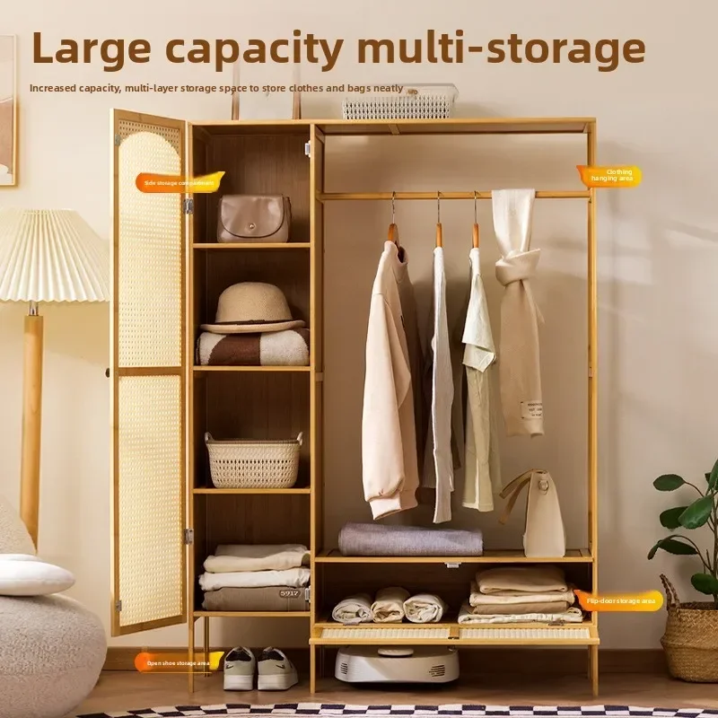 Firm Floor-to-ceiling wooden hanger, bedroom coat rack, bedside rack