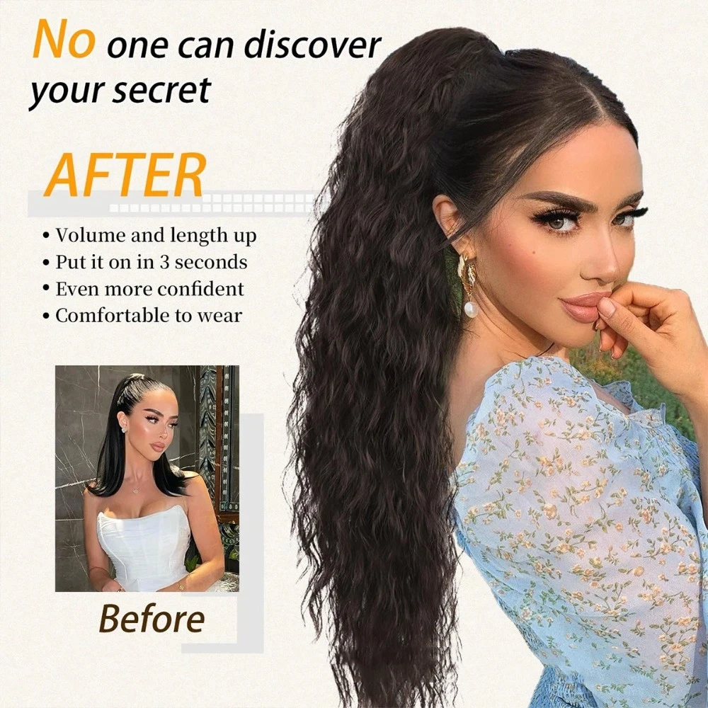 Fashion Synthetic Hair Ponytail Extension Long Wavy Curly Hair Clip in Hair Natural Fluffy Texture Claw Clip Hair Accessories