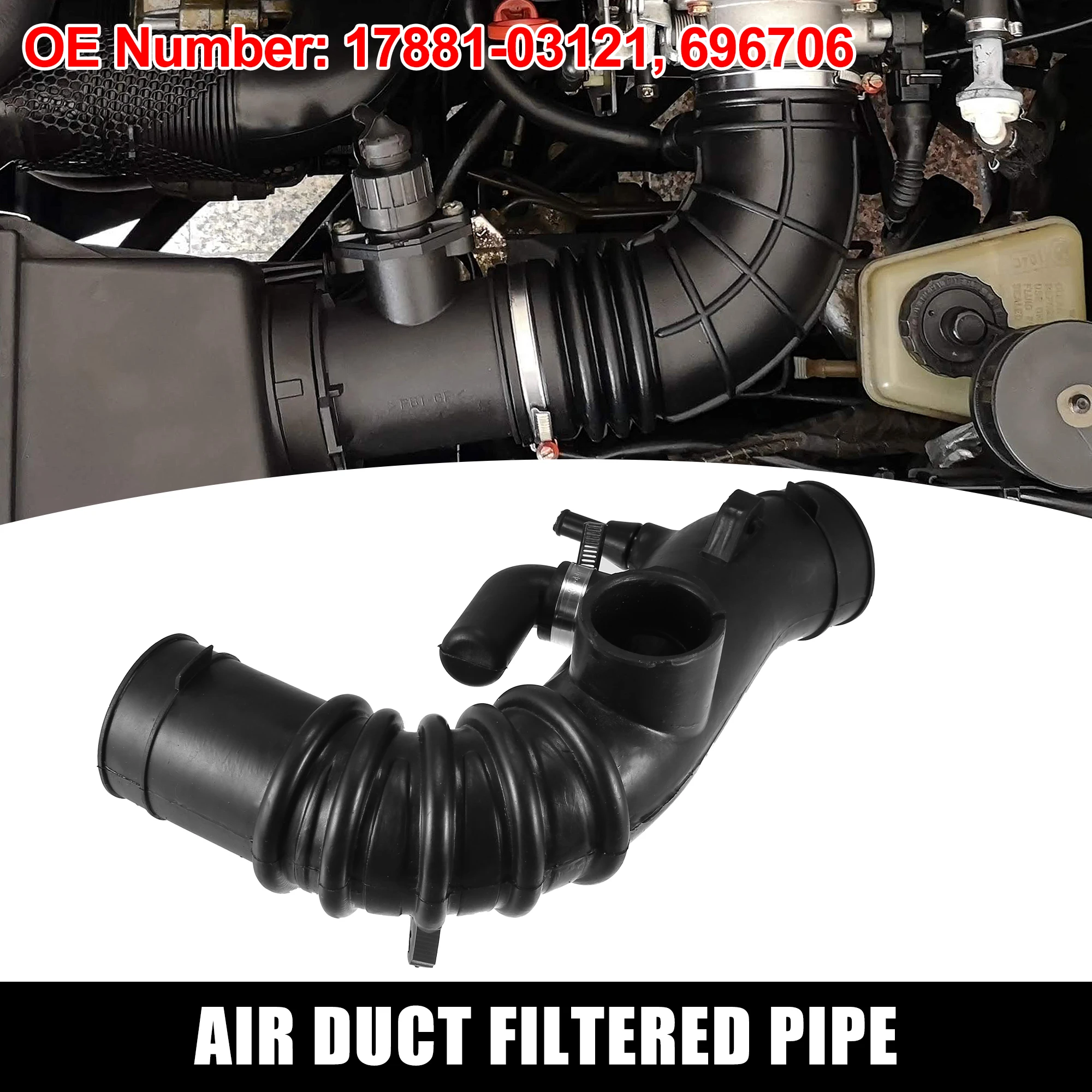 

X Autohaux Car Engine Air Duct Filtered Pipe Air Intake Hose Filter Tube 17881-03121/696706 for Toyota Camry Solara accessories