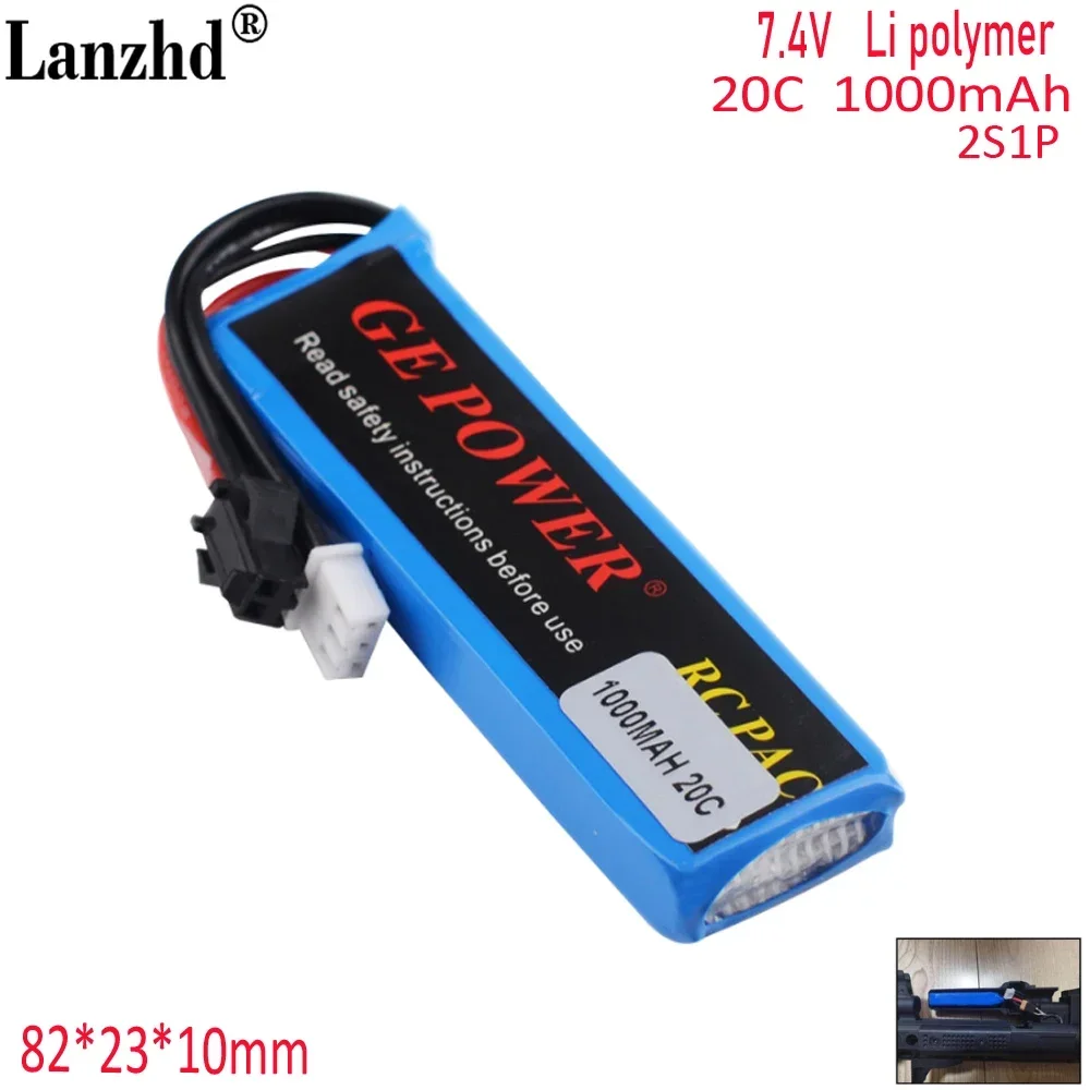 Batterie de odorà balle molle pour jouet électrique, batterie au lithium, tête SM Omiya Count30 T, Lehui Victor Slrak 2S, 7.4V, 1000mAh, 20C