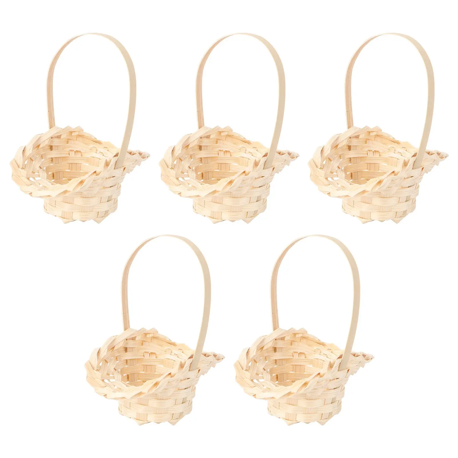 

5 Pcs Flower Baskets Small Wooden Storage H Woven Baskets Eco Friendly Rattan Gift Decor Craft Practical Sundries