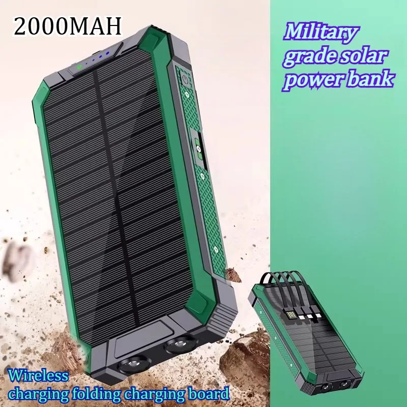 

Внешний аккумулятор на 20000 мАч военного класса с солнечной батареей, большой емкости, с беспроводной зарядкой, складная зарядная панель, портативное зарядное устройство для улицы