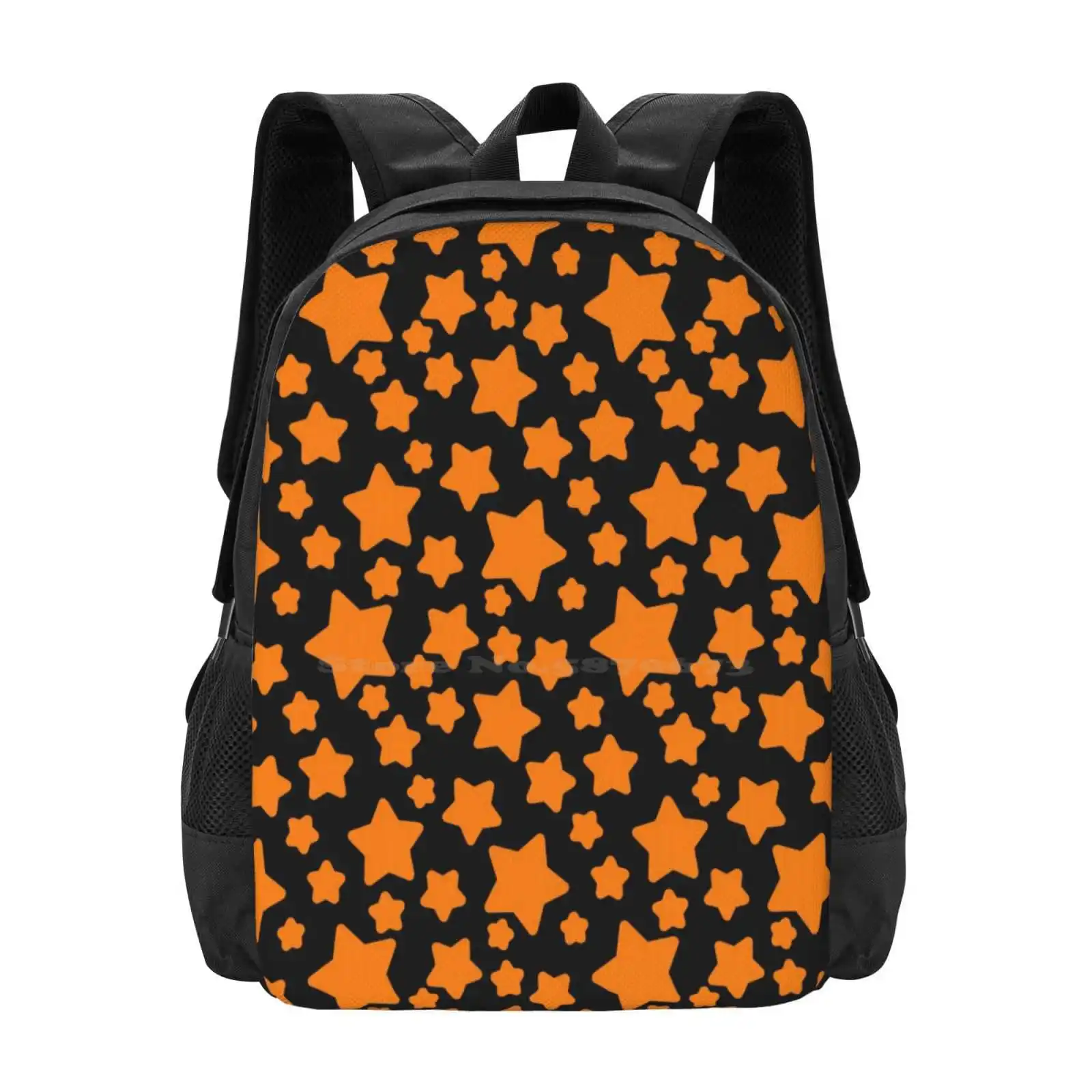 Black And Orange Stars Hot Sale Schoolbag Backpack Fashion Bags Black And Orange Orange And Black Starry Halloween Colors