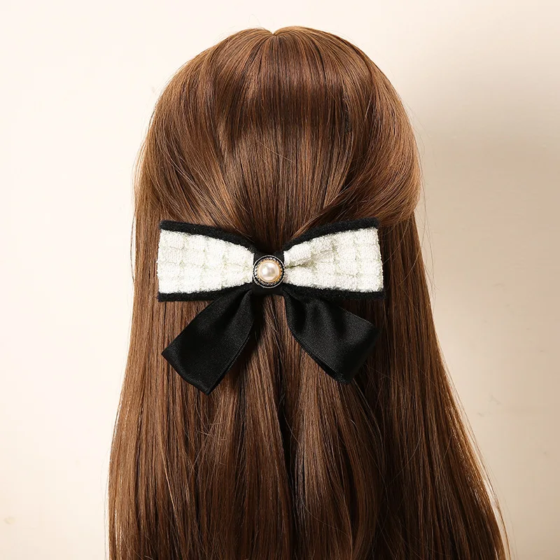 luxury jewelry autumn winter bowknot hairpin female head one-word clip spring clip elegant Hair Accessories for girl