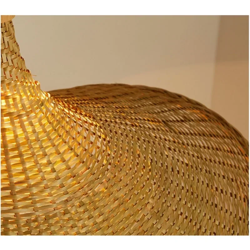 Imagem -05 - Lustre de Bambu Estilo Chinês Momodern Lâmpada Rattan Lâmpadas Tecidas à Mão Lustre Criativo Chapéu de Palha Lâmpada de Bambu Tecida para Sala de Chá